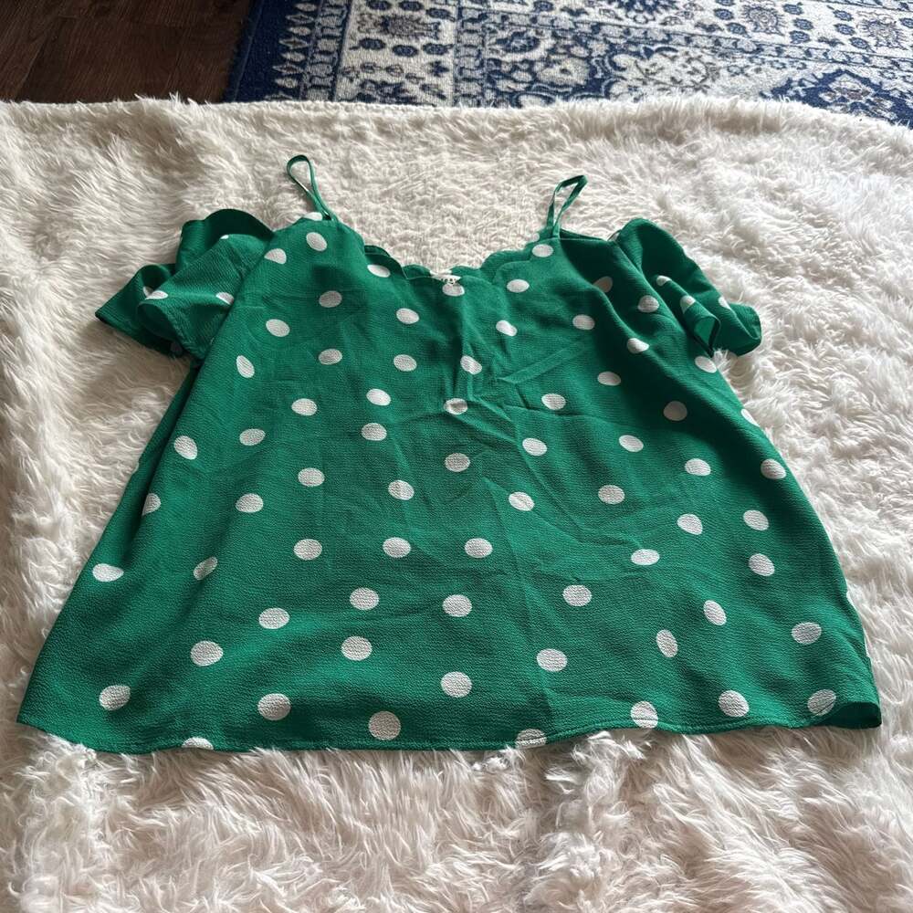 Monteau Cami‎ Top in Green Polka Dot XL